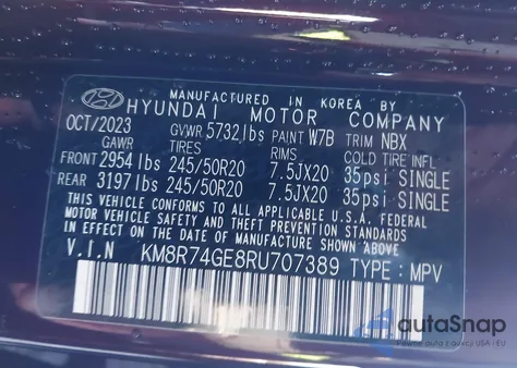 2024 Hyundai Palisade Calligraphy from USA, damaged, VIN KM8R74GE8RU707389